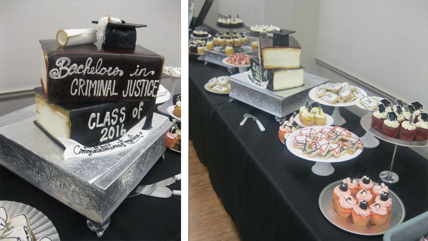 A criminal justice themed cake for graduation